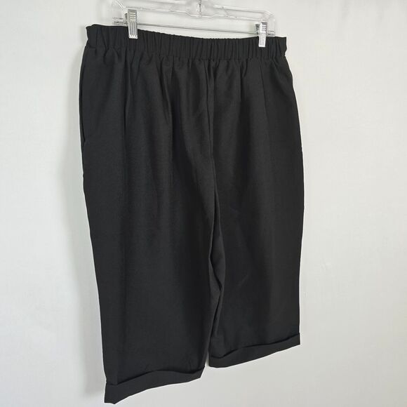 Bloomchic Pants Women's 1X Black Cropped Pleated Elastic Waist Pocket NWT - Picture 10 of 12
